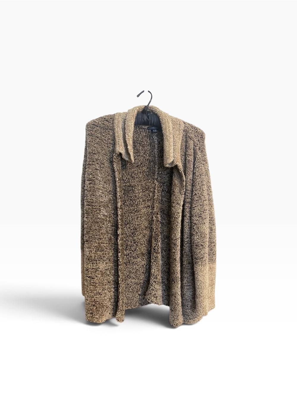 Cozy Teddy Open-Front Bouclé Cardigan Sweater - Brown